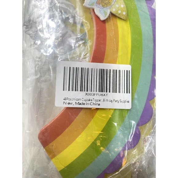 48pc Unicorn Cupcake Picks & Colourful Rainbow Cupcake Decor Wrappers Brand New - Picture 7 of 7